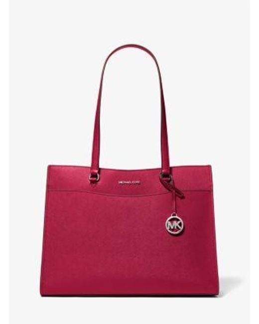 Michael Kors Red Jet Set Travel Large Saffiano Leather Tote Bag