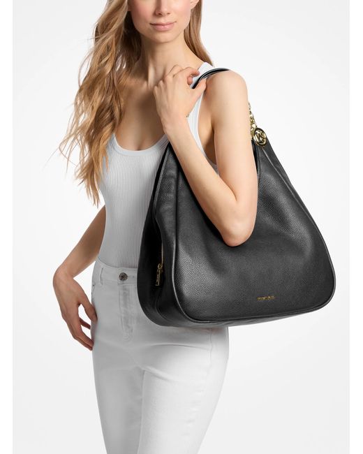 MICHAEL Michael Kors Black Mk Ellie Large Pebbled Leather Shoulder Bag