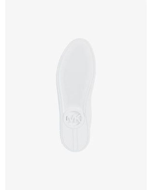 MICHAEL Michael Kors White Mk Keaton Logo Debossed Leather Trainers