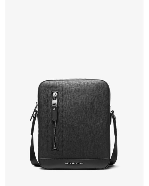 Michael Kors Black Mk Hudson Pebbled Leather Flight Bag for men