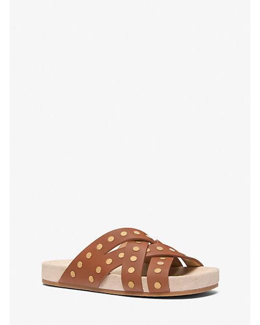 MICHAEL Michael Kors Brown Mk Irene Studded Leather Sandal
