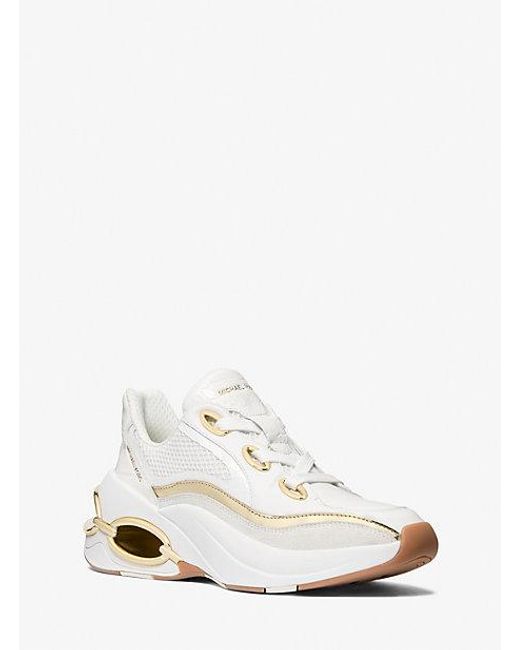 Michael Kors White Toni Mixed-Media Trainer