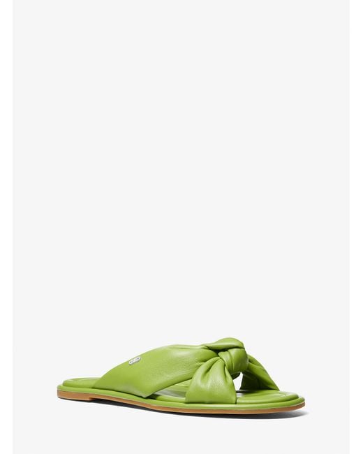 MICHAEL Michael Kors Green Elena Leather Slide Sandal