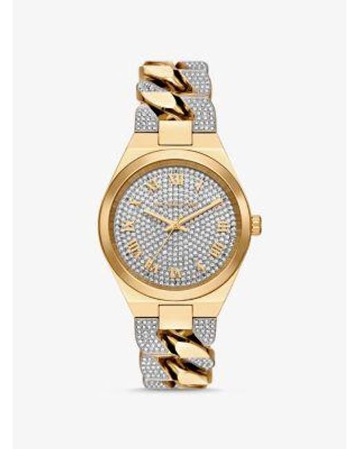 Michael Kors Lennox Pavé-Tone Curb-Link Watch in Metallic | Lyst
