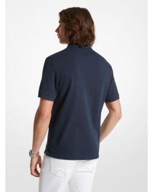 Michael Kors Blue Mk Cotton Half-Zip Polo Shirt for men