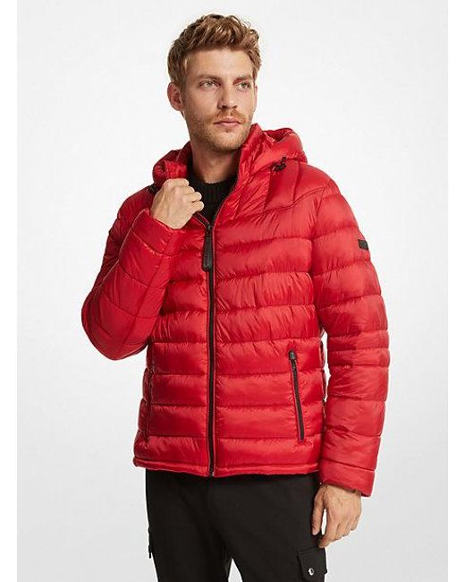 Michael kors red puffer coat deals