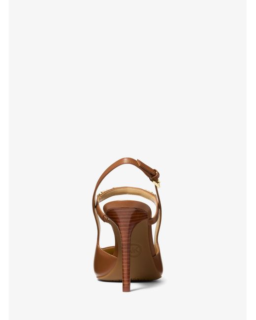 MICHAEL Michael Kors Brown Mk Dina Flex Leather Slingback Pump