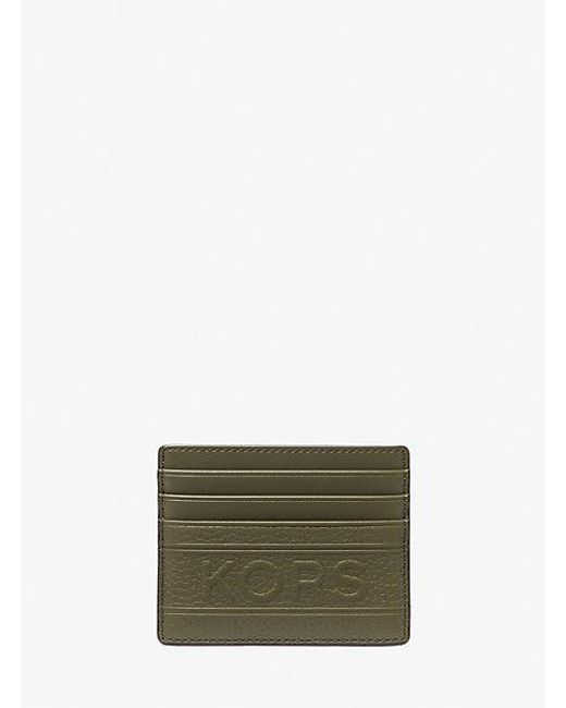 Michael Kors Green Hudson Embossed Pebbled Leather Tall Card Case for men