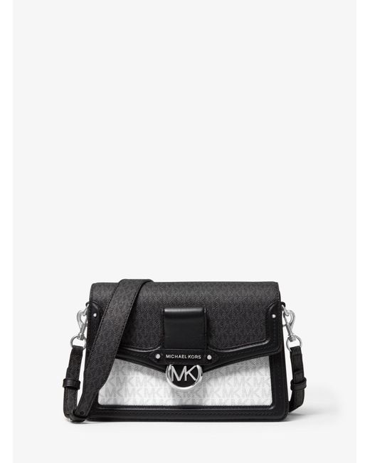 Michael Kors White Jessie Medium Two-tone Logo Shoulder Bag