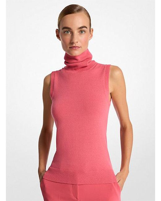Pink sleeveless polo neck outlet