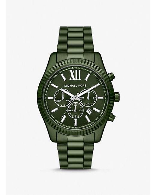 Michael Kors Green Lexington Chronograph Stainless Steel Watch 44mm for men