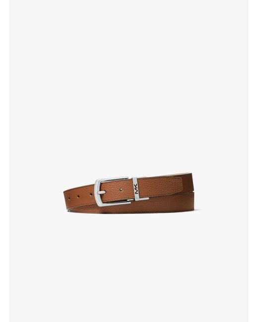Michael Kors White Mk Reversible Pebbled Leather Belt for men