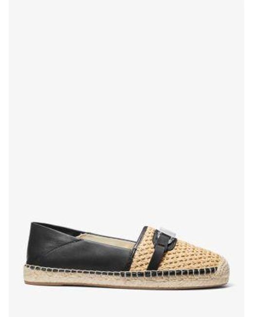 MICHAEL Michael Kors White Ember Leather And Straw Espadrille