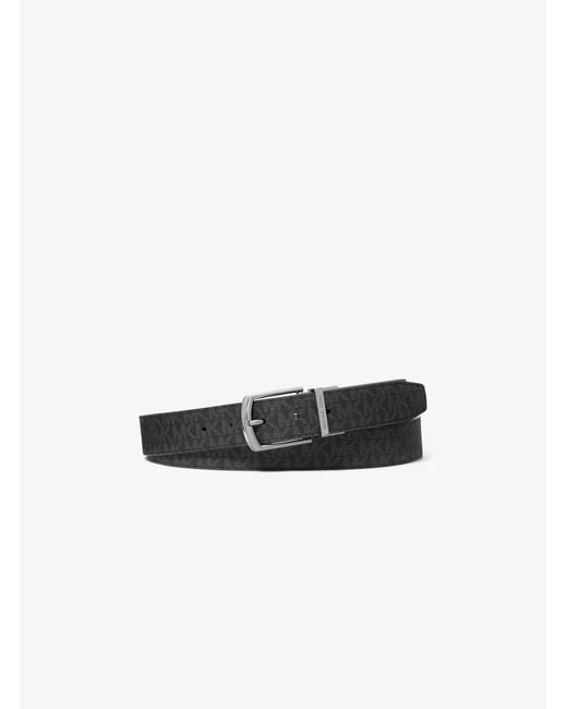 Michael Kors White Mk Reversible Signature Logo And Leather Belt for men