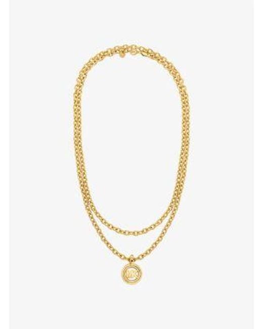 Michael Kors Metallic Mk Pop Charm Chain-Link Necklace