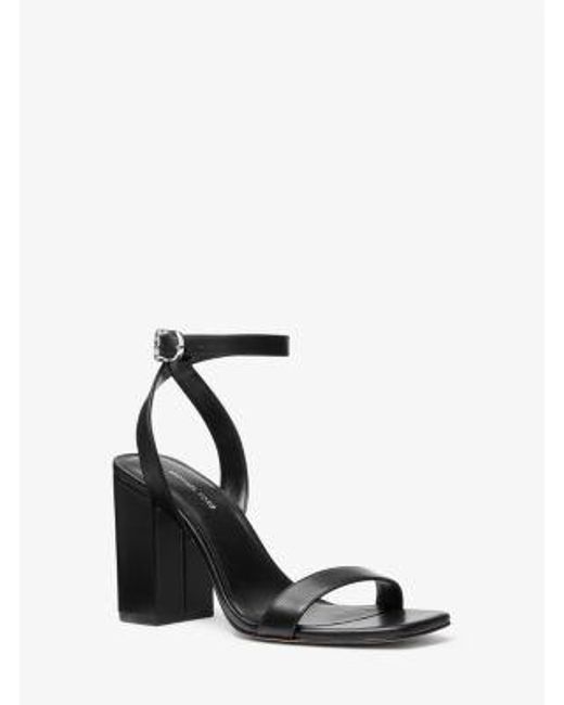 Michael Kors White Merriam Leather Block Heel Sandal