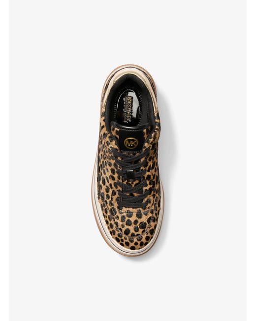 MICHAEL Michael Kors White Hayes Cheetah Print Calf Hair Platform Sneaker