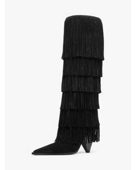 Michael Kors Black Jayla Suede Fringed Boot