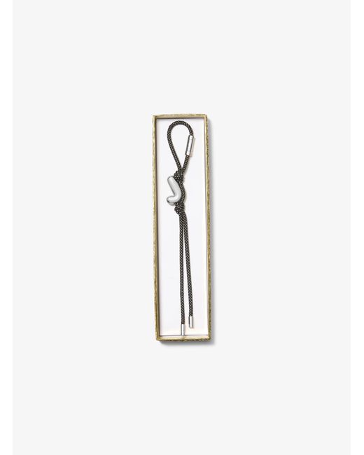 MICHAEL Michael Kors White Mk Initial-Tone And Speckled Cord Bag Charm