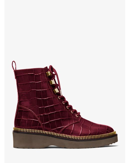 haskell crinkled leather and logo combat boot