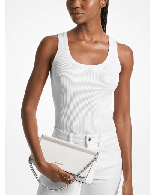 MICHAEL Michael Kors White Mk Carmine Medium Leather Pochette