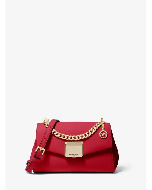 Michael Kors Red Lita Small Leather Crossbody Bag