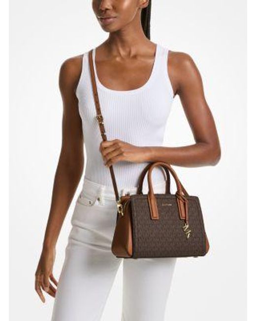 Michael Kors Brown Laila Small Signature Logo Satchel