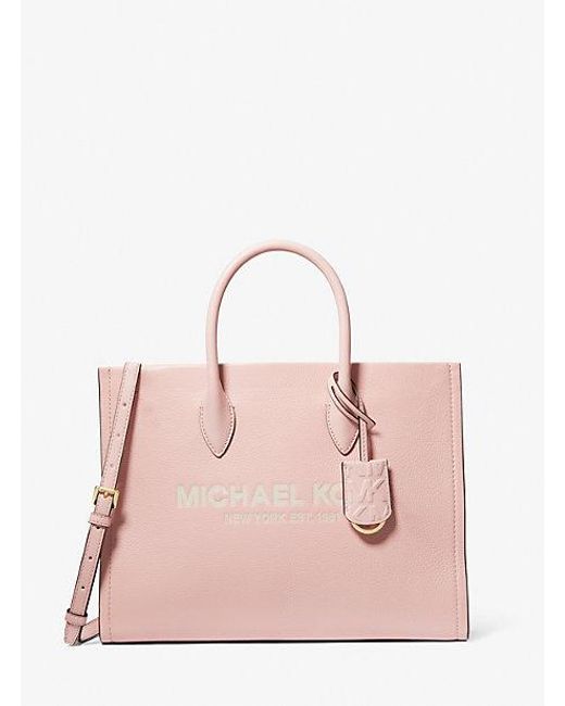 Michael Kors Pink Mirella Medium Pebbled Leather Tote Bag