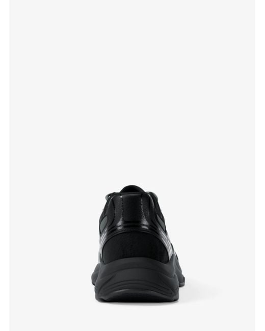 Michael Kors Black Mk Leo Mixed-Media Trainer for men