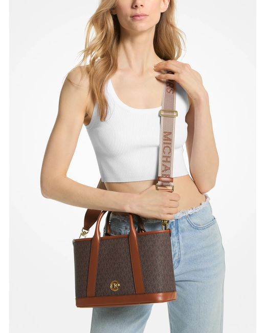 MICHAEL Michael Kors Brown Mk Luisa Small Signature Logo Satchel