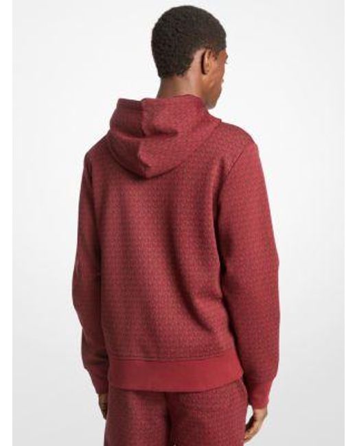 Michael Kors Red Signature Logo Cotton Blend Zip-Up Hoodie for men