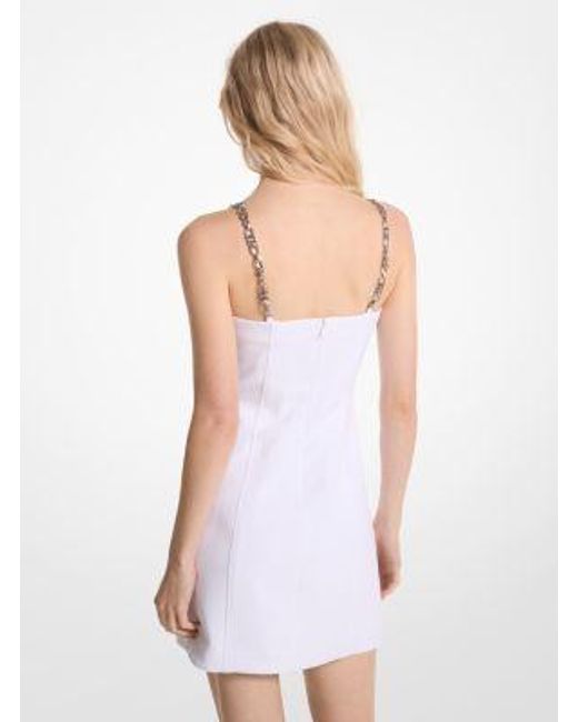 Michael Kors White Mk Stretch Crepe Belted Mini Dress
