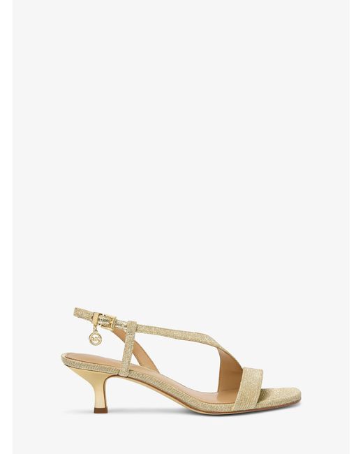 MICHAEL Michael Kors Natural Mk Jaida Glitter Chain Mesh Kitten Heel Sandal