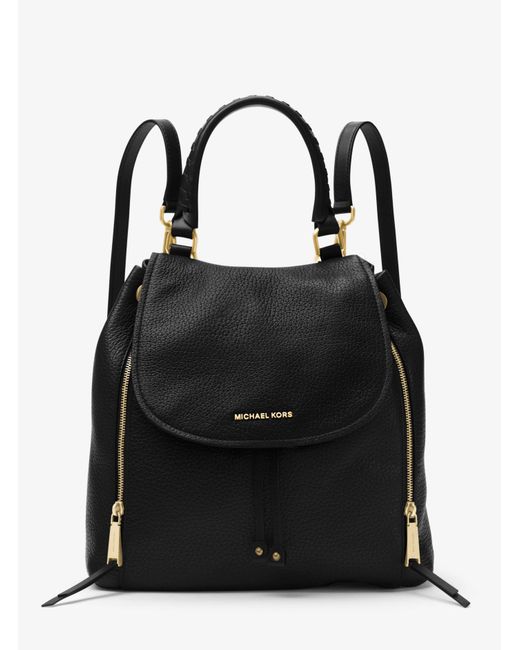Michael Kors Black Viv Large Leather Backpack