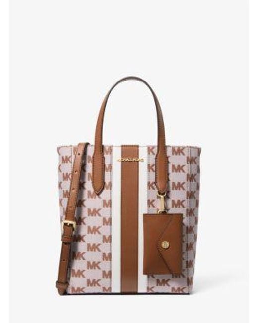 Michael Kors Brown Vincent Small Logo Jacquard Convertible Tote Bag With Card Case