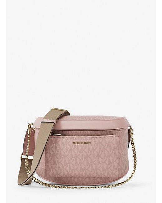 Michael Kors Pink Slater Medium Signature Logo Sling Pack