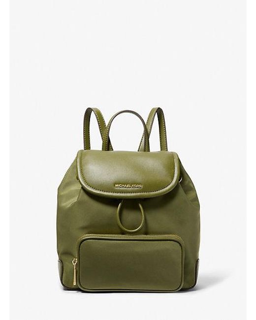 Michael Kors Green Cara Small Nylon Backpack