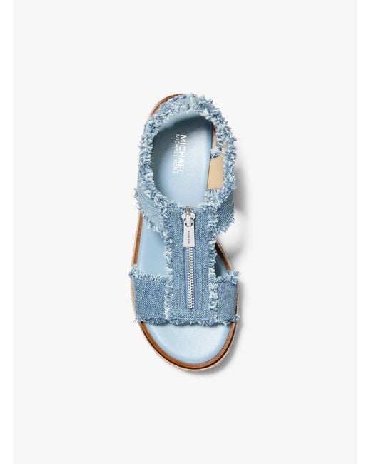 MICHAEL Michael Kors Blue Mk Berkley Frayed Denim Espadrille Sandal