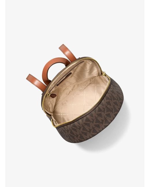 Michael Kors Outlet Brown Mk Erin Medium Signature Logo Backpack