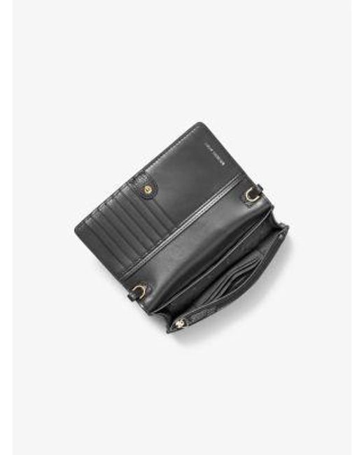 Michael Kors Black Jet Set Small Pebbled Leather Smartphone Convertible Crossbody Bag