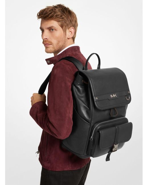 Michael Kors Black Mk Varick Leather Backpack for men