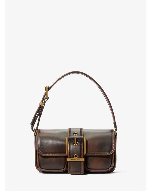MICHAEL Michael Kors Brown Colby Extra-Small Burnished Leather Shoulder Bag