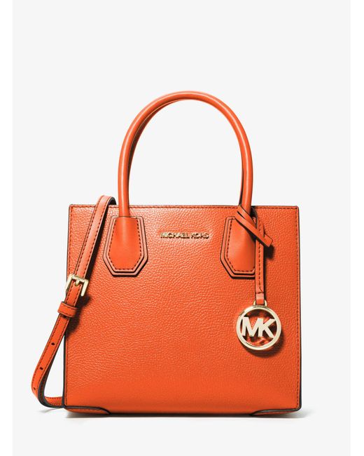 Michael Kors Orange Mercer Medium Pebbled Leather Crossbody Bag
