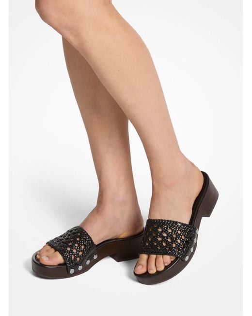 Michael Kors White Mk Mayes Woven Sandal