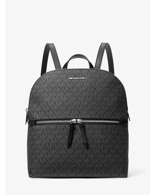 Michael Kors Outlet Black Mk Dallas Medium Signature Logo Backpack