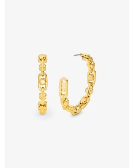Michael Kors Metallic Mk Astor Medium Precious Metal-Plated Brass Link Hoop Earrings