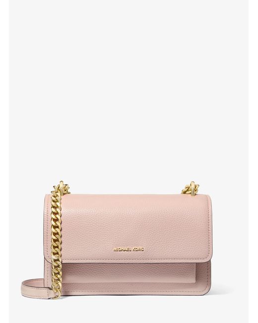 MICHAEL Michael Kors Pink Mk Claire Large Pebbled Leather Convertible Shoulder Bag