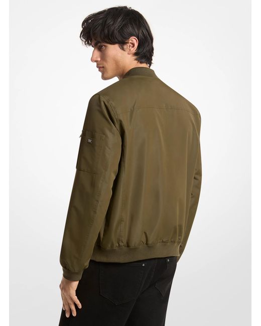 Michael Kors Outlet Green Mk Woven Bomber Jacket for men