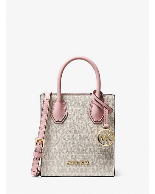 Michael Kors Pink Mercer Extra-small Logo And Leather Crossbody Bag