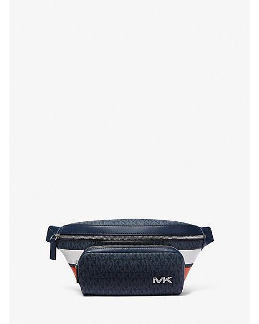 Michael Kors Blue Rivington Striped Logo Belt Bag for men